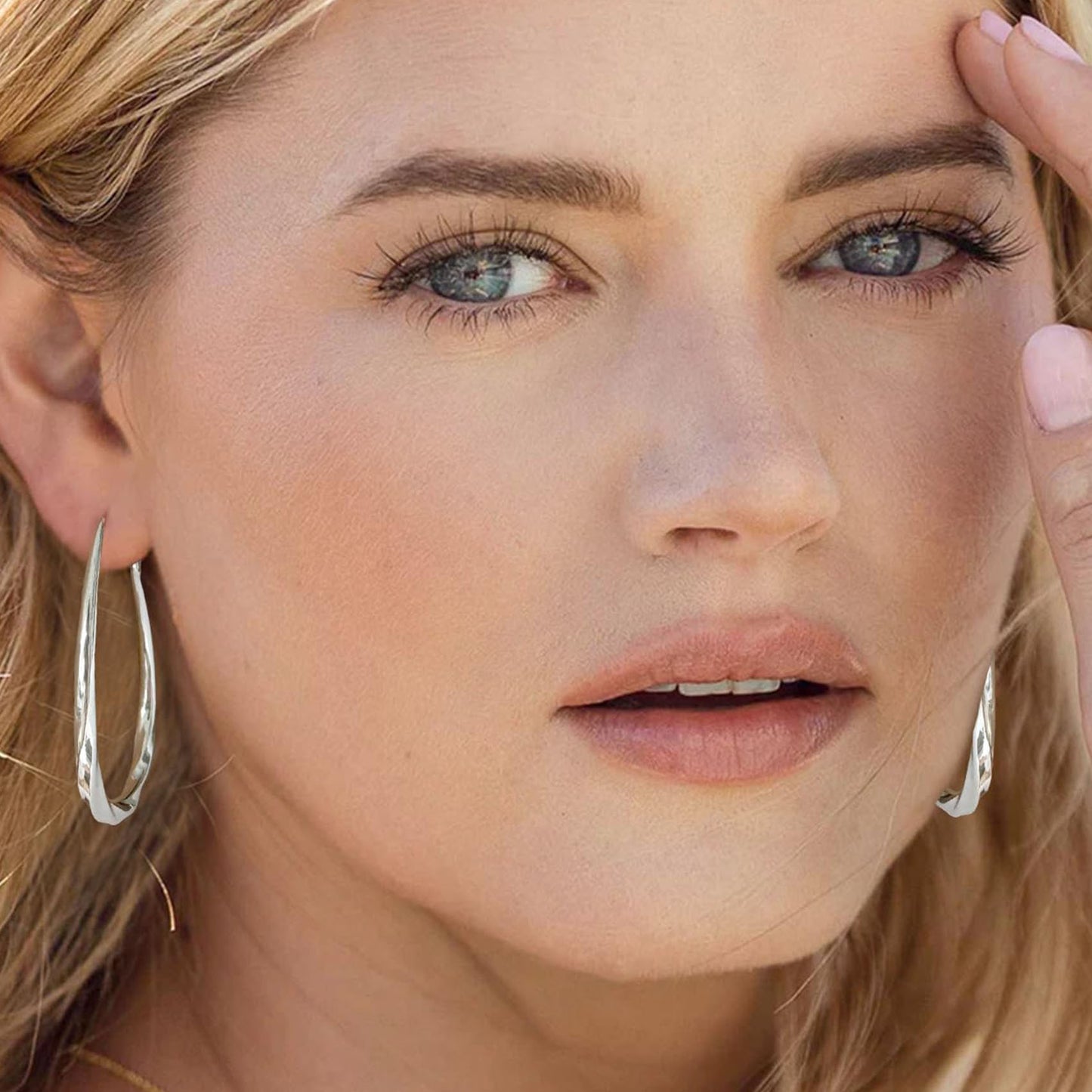 Sterling Silver Hoop Earrings Lightwieght Large Hoops Earring for Women