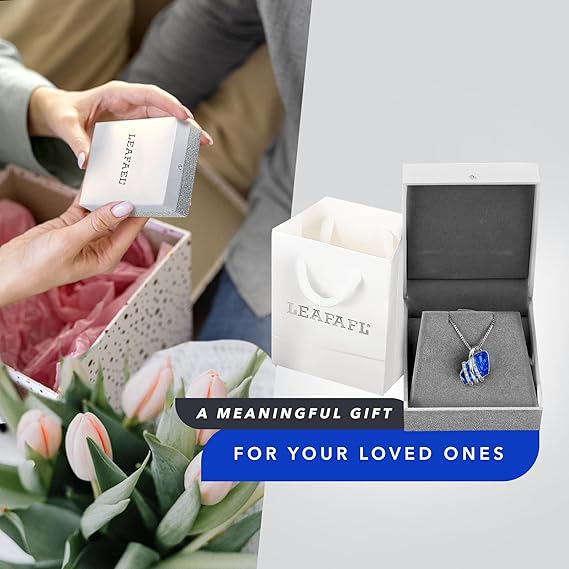 Leafael Wish Stone Pendant Necklace, Necklaces for Women with Birthstone Crystals