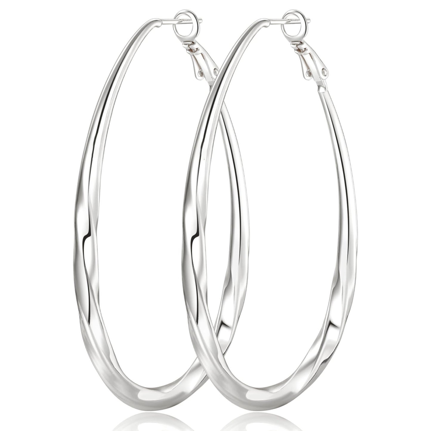 Sterling Silver Hoop Earrings Lightwieght Large Hoops Earring for Women
