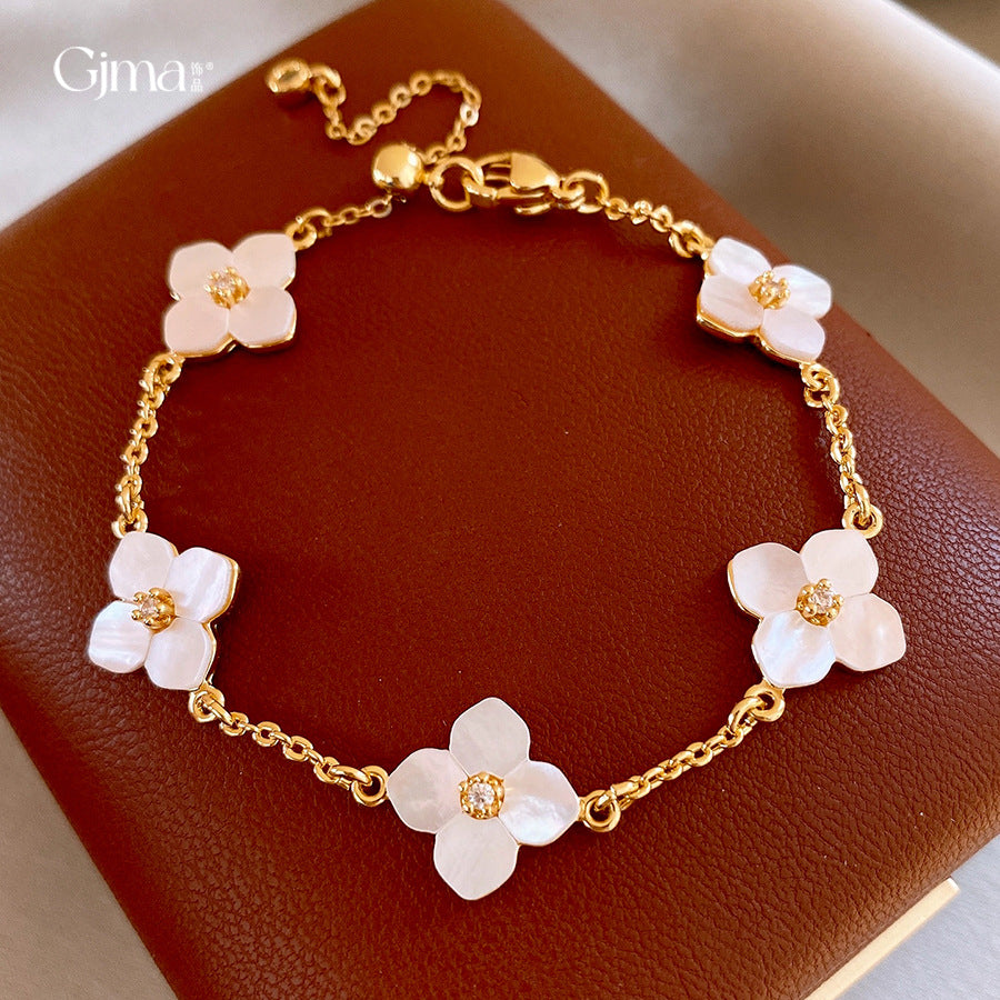 Natural Shell Stone Flower Bracelet for Women