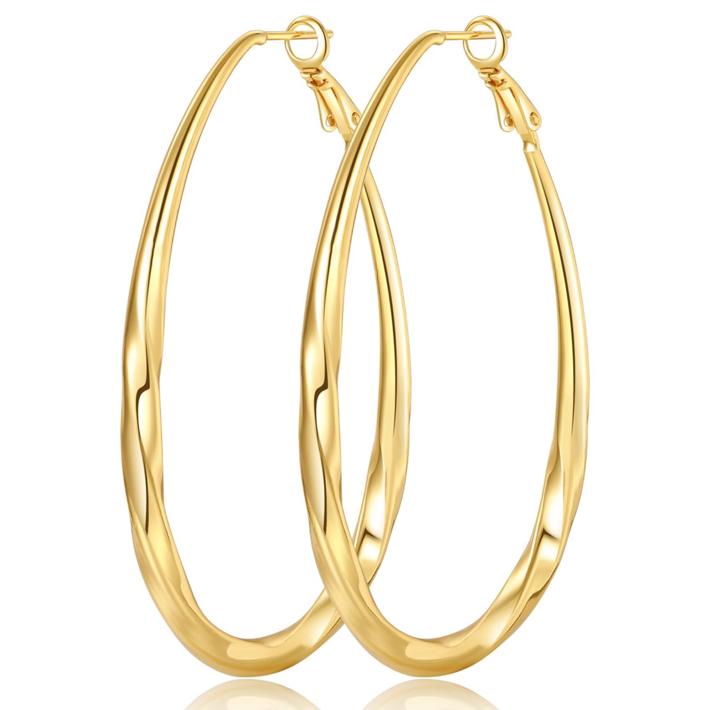 Sterling Silver Hoop Earrings Lightwieght Large Hoops Earring for Women