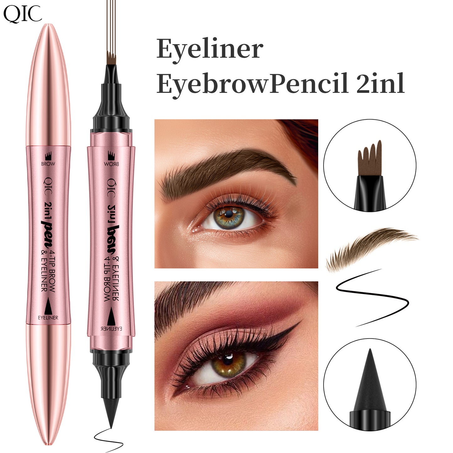 Qic Brow & Line 2IN1 Ink Pen – Eyeliner + Eyebrow Pencil {Waterproof}